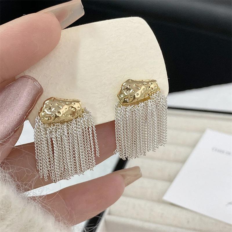 French Luxury Silver White Color Tassel Earrings Women Fashion Silver Needle Earring Jewelry Gifts
