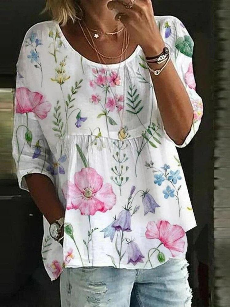 Camicia estiva alla moda da donna taglie forti, casual, a maniche corte, stampata