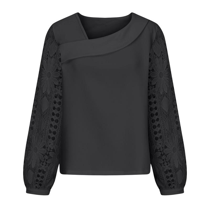 Jarní a podzimní dámská móda elegantní krajkový sestřih pletený peplum top