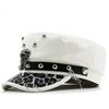 Women's Y2k Trendy Beret Fashion PU Leather Cool Punk Skull Spike Cap Flat Top Captain Military Caps Women's Accessories