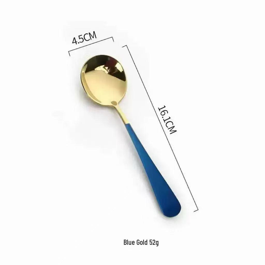 304 Stainless Steel Round Spoon - Coffee, Dessert, Children's Soup, Teaspoon, Household Tableware, Internet Celebrity Round Head Spoon.