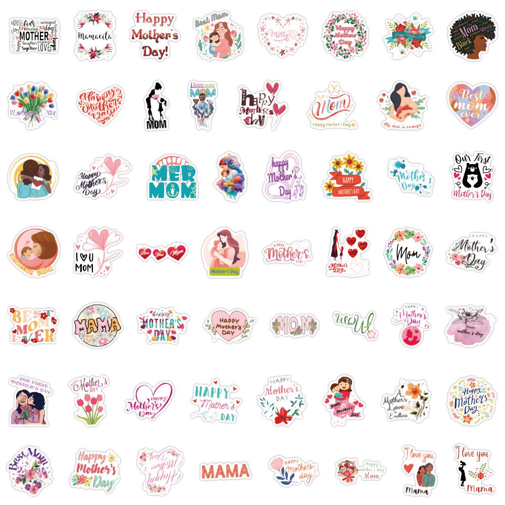 

55-Piece Waterproof Mother s Day Sticker Set for Decoration and Stationery