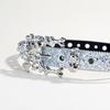 Cool Blingbling Rhinestones Belt for Women Western Cowgirl Styles with Punk PU Leather Designs Sequins for Various Event