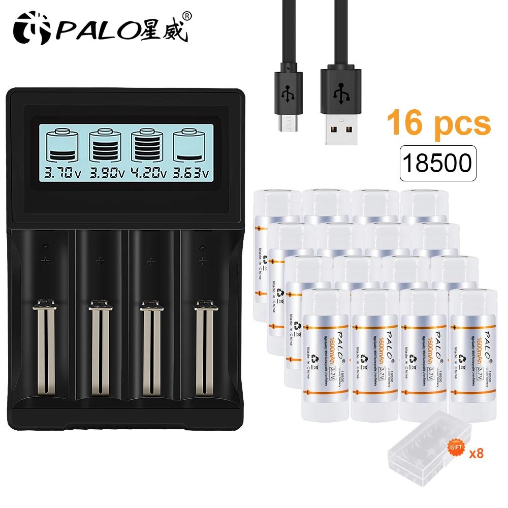 PALO 18500 Li-ion Bechargeable Battery + Battery Charger for Rechargeable Li-ion Battery 18650 14500 18500 16350 16340 26650