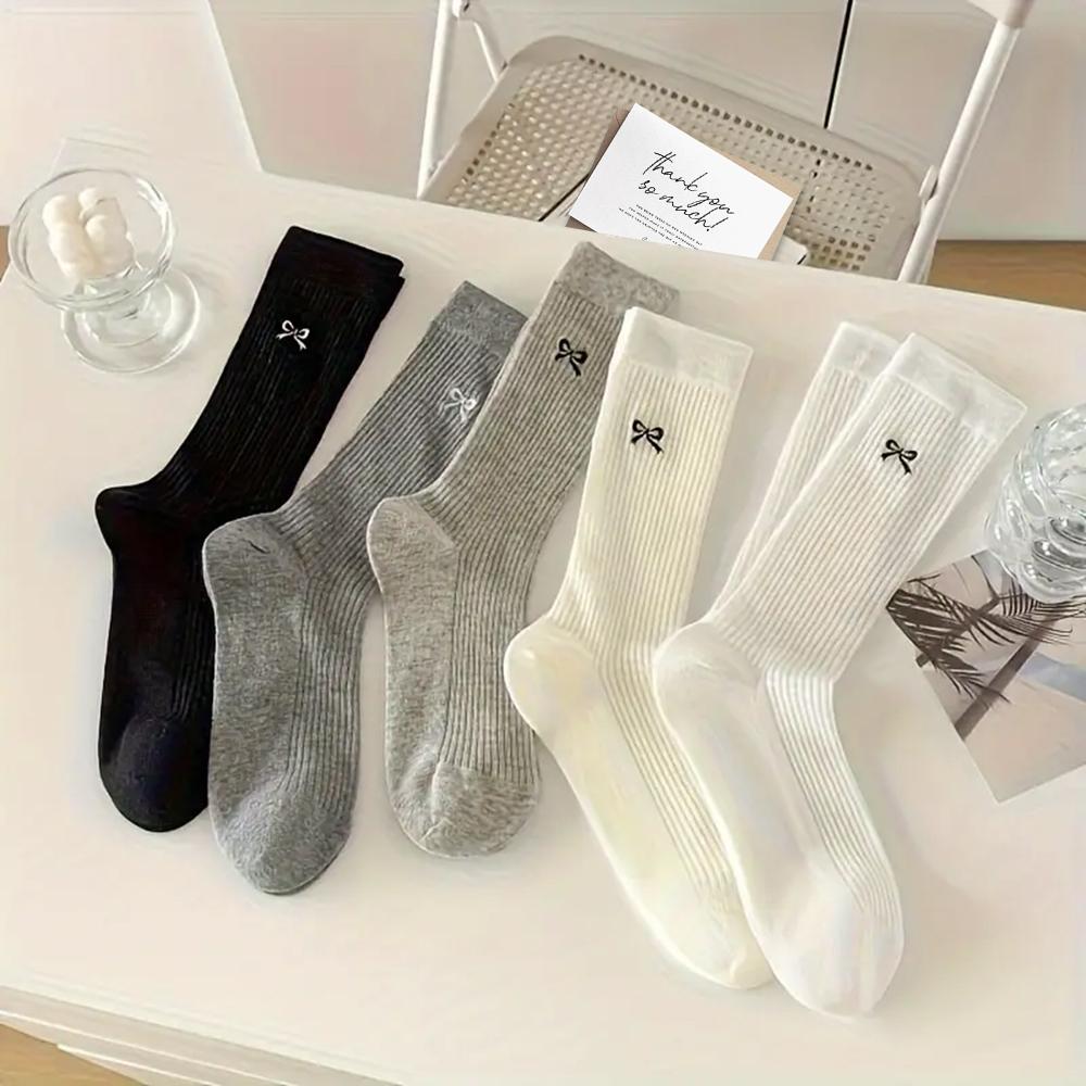 5/10 Pairs Ins Big Bow All Cute Socks Women Summer Thin Breathable Mesh Breathable Pile Socks Mid Tube Sock for Women