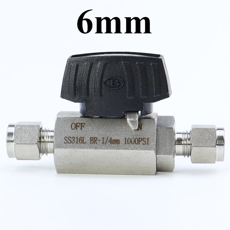 6 8 10 12 14 16 mm 1/4" 3/8" 1/2" 3/4" 1" Inch Tube OD Compression Union 316L Stainles Steel Hex Ball Valve 1000 PSI