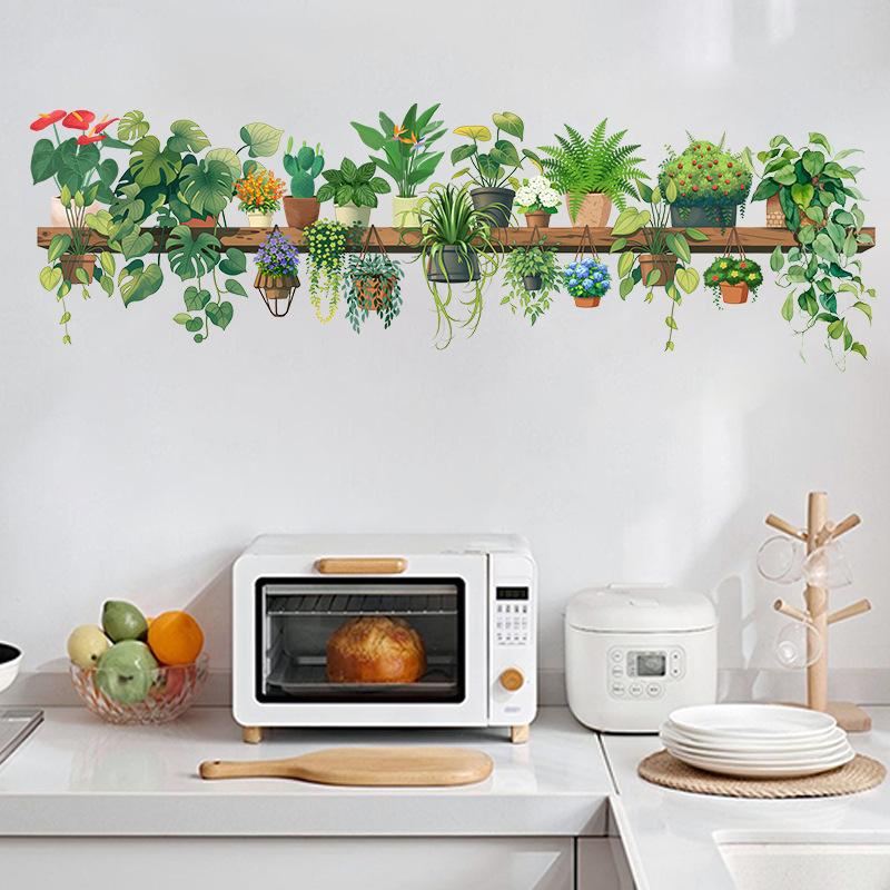 Cute Fresh Green Plant Wall Sticker PVC Waterproof Self Adhesive Home Decor