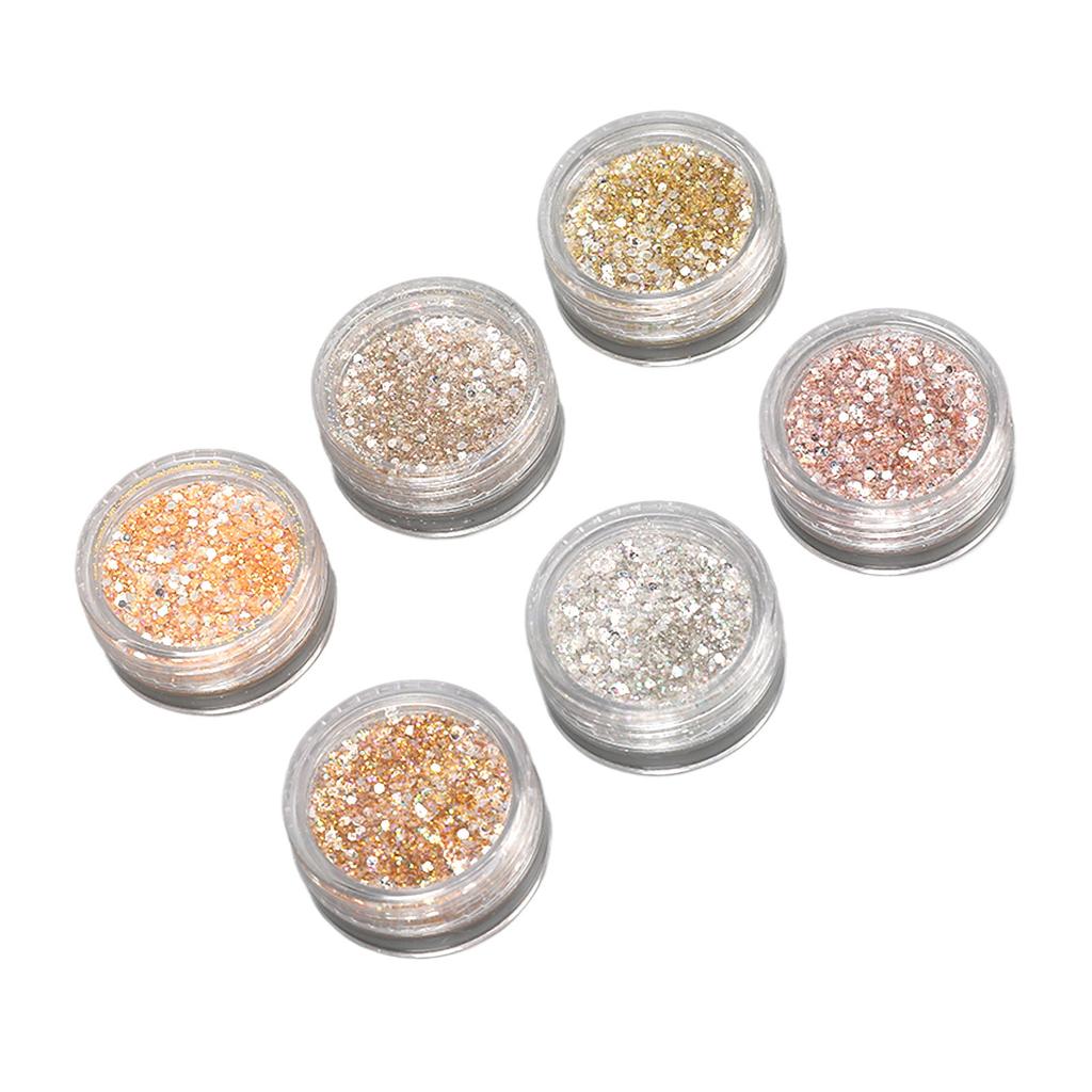 6 Colors Holographic Nail Glitter Kit Sparkling Nail Art Decoration for Home Salon Manicure