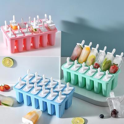 4-cellers stor størrelse silikon iskremform Popsicle-former Gjør-det-selv-hjemmelaget dessert fryser Fruktjuice Ice Pop Maker Form med pinner