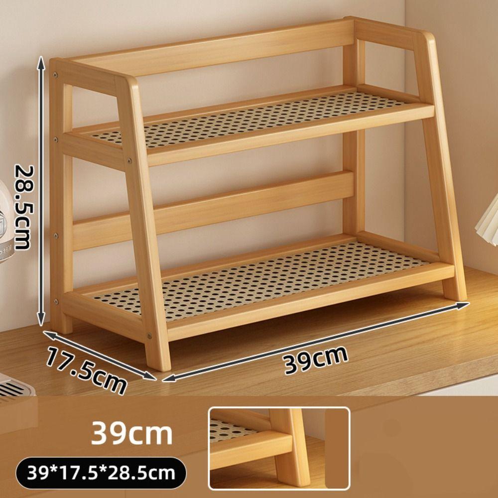 Multipurpose Wooden Storage Shelf 2 Layer Kitchen Rack New Countertop Organizer