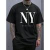 European Size [Men's Casual T-Shirt] Men's Stylish Round Neck Short Sleeve Letter Pattern Casual T-Shirt from Los Angeles