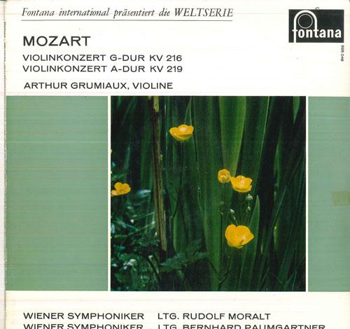 

LP Record ARTHUR GRUMIAUX, RUDOLF MORALT, BER - Mozart Violinkonzert G-dur, Kv216 / 695048KL FONTANA Netherland Classical Used