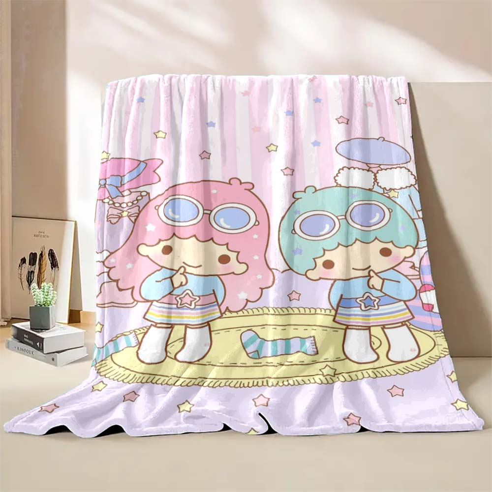 Coperta stampata giapponese Sanrio Little Twin Stars per bambini e adulti, morbida e calda, per letto, divano, copriletto da viaggio