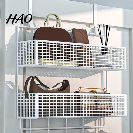 Étagère de rangement suspendue pour chambre à coucher Organisateur de porte avec crochets Construction robuste Conception de cintre en maille Facile à assembler Panier détachable à l'arrière