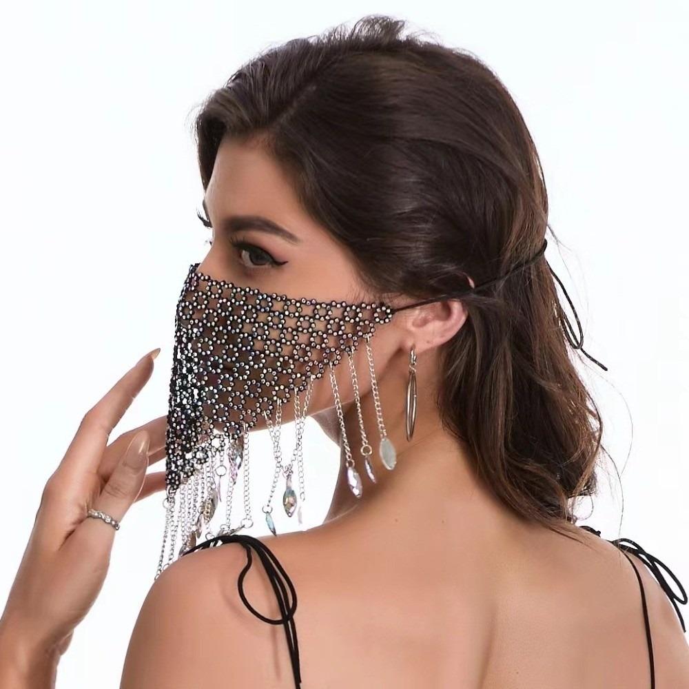 Bling Gesichtsmaske Quaste Maskenball Maske Wiederverwendbar Strass Maske Nachtclub