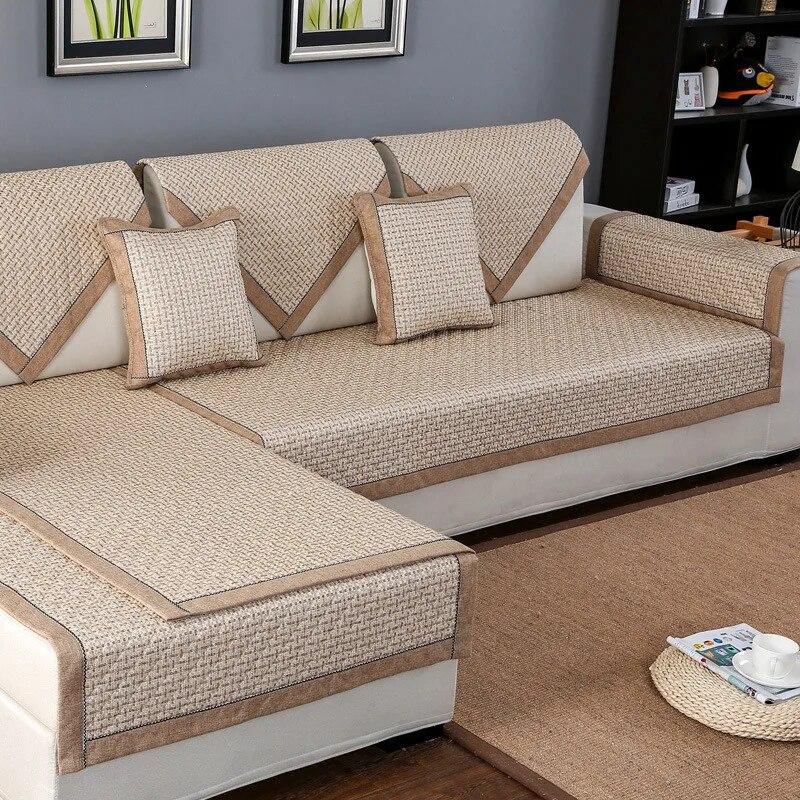 High Quality Sofa Cover Sofa Towel Cushion Solid Color Cotton Linen Fabric Couch Cover Four Seasons Available Sofa Towel