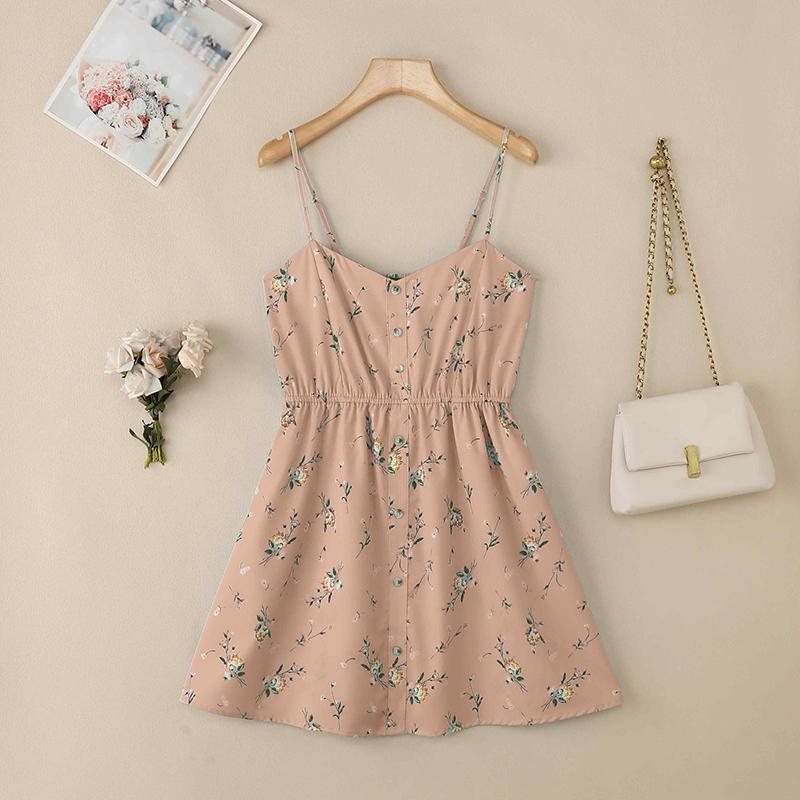 

ZANZEA Женские летние повседневные комбинезоны без рукавов с цветочным принтом и короткими бретельками оранжевый