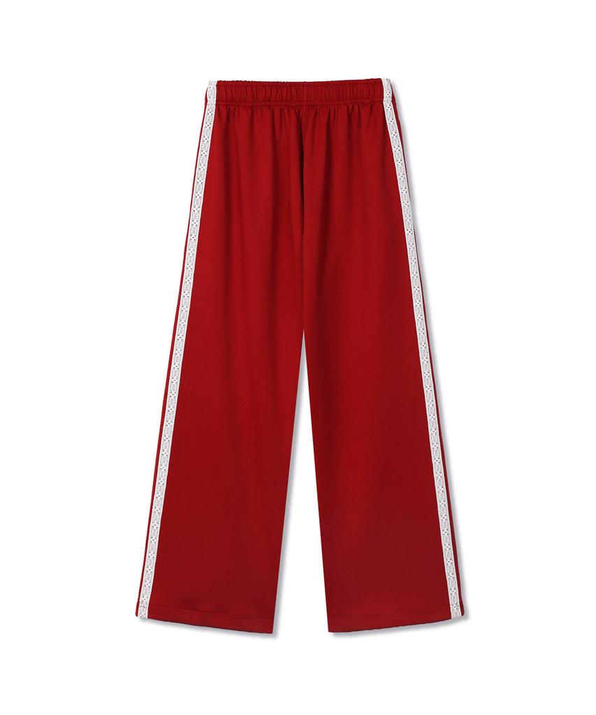 Michikoleondeonkosino Lace-Trimmed Jersey Pants Red