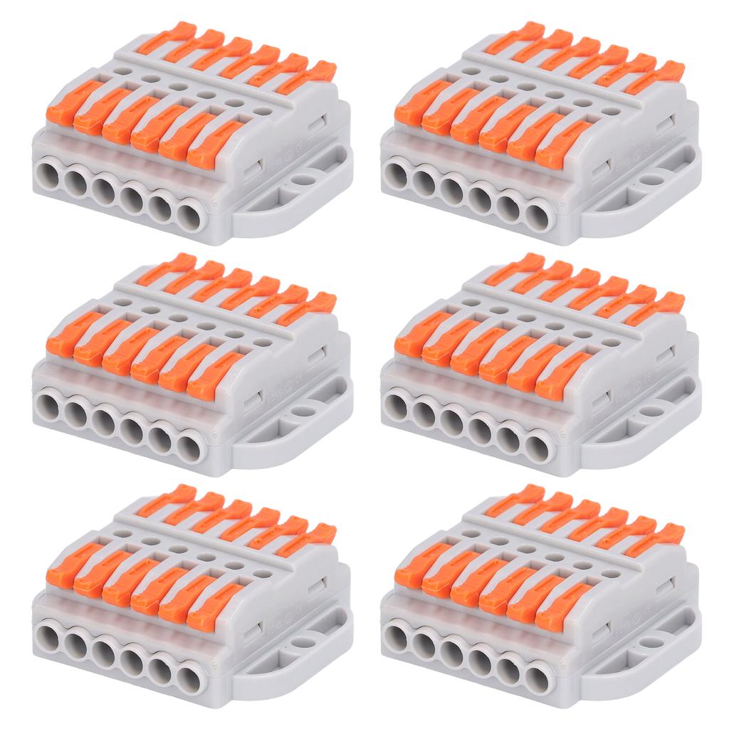 6Pcs Compact Wire Connectors ABS Copper Fast Connection Terminal Universal Wiring Conductors