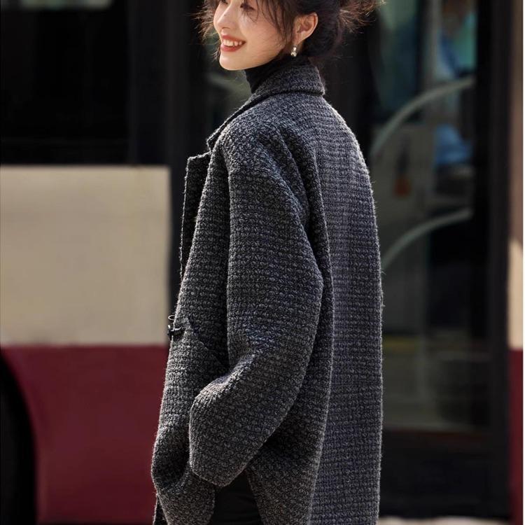 Temperament New Style Commuter Coat Versatile Midlength Jacket Silhouette Small Fragrance