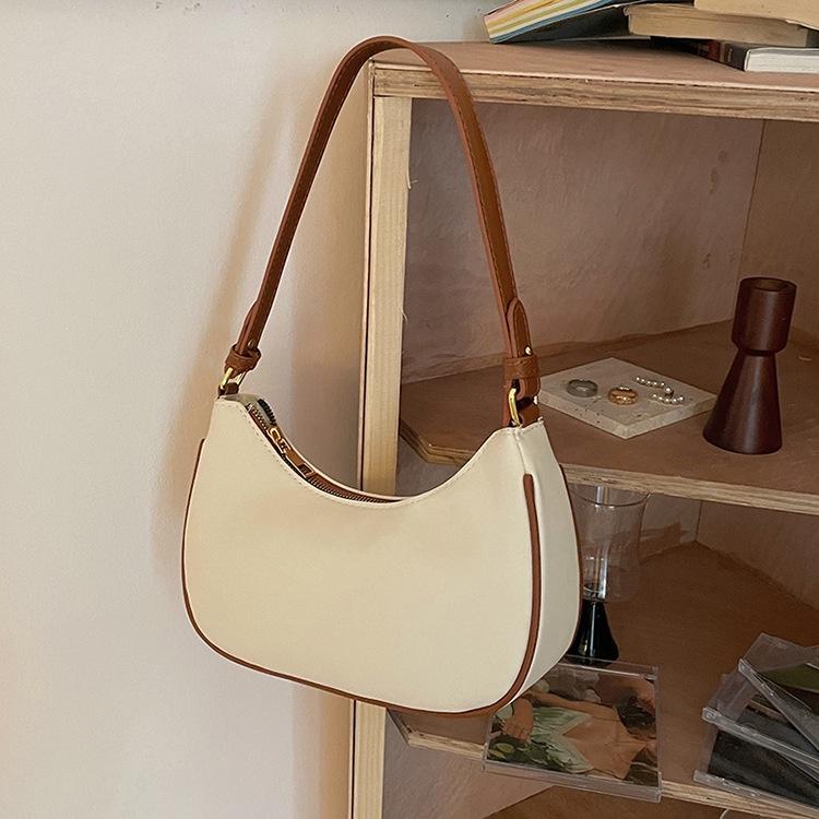 Lady Vintage Dumpling Underarm Bags For Women PU Leather Zipper Shoulder Bag