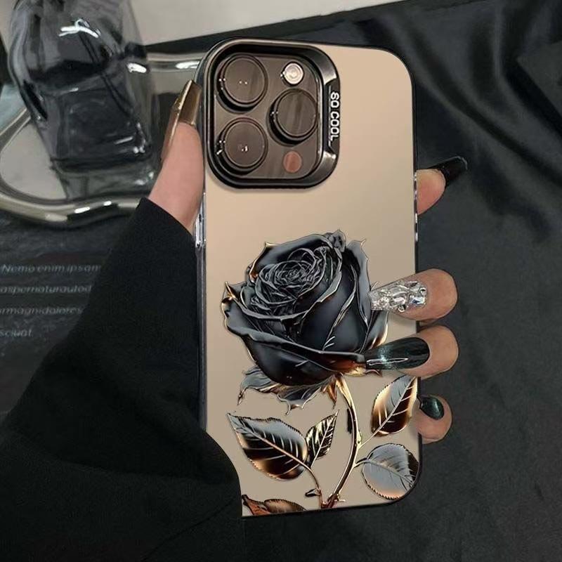 

Черно-золотой чехол с розой для Apple iPhone 17 Pro Max, iPhone 16 Pro и iPhone 15 Pro, Премиальный новый стиль iphone 7