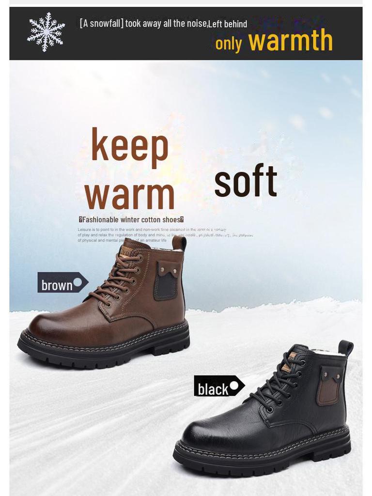 Men's Genuine Leather Velvet-Lined Non-Slip Martin Boots: Warm, Casual, Autumn & Winter Shoes