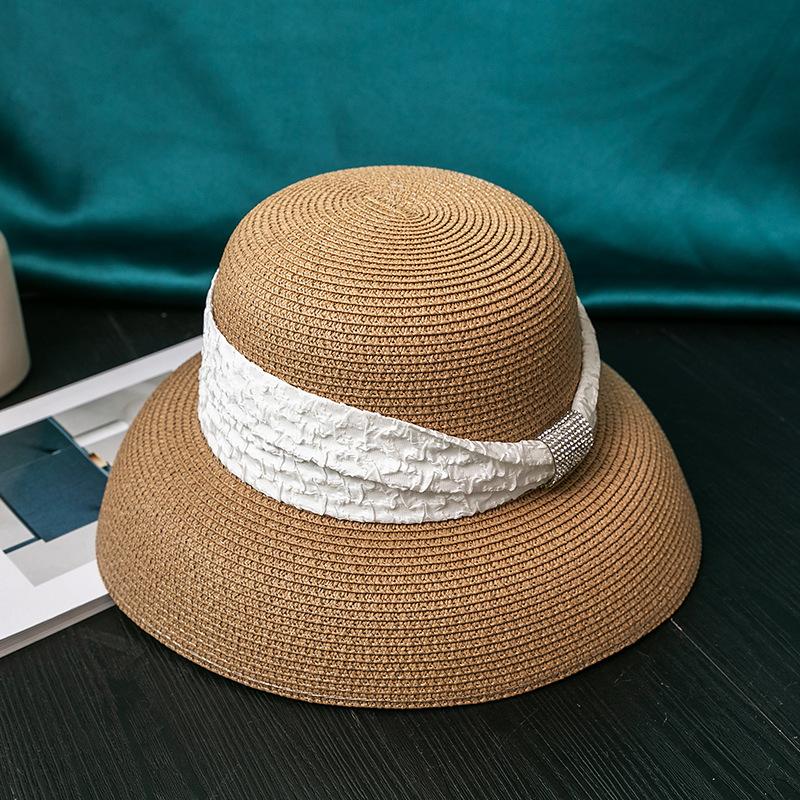 Straw Sun Hat for Women - UPF Protection, Fashionable Diamond Design, Breathable, Inelastic, Summer Fishermans Hat with Trendy Look
