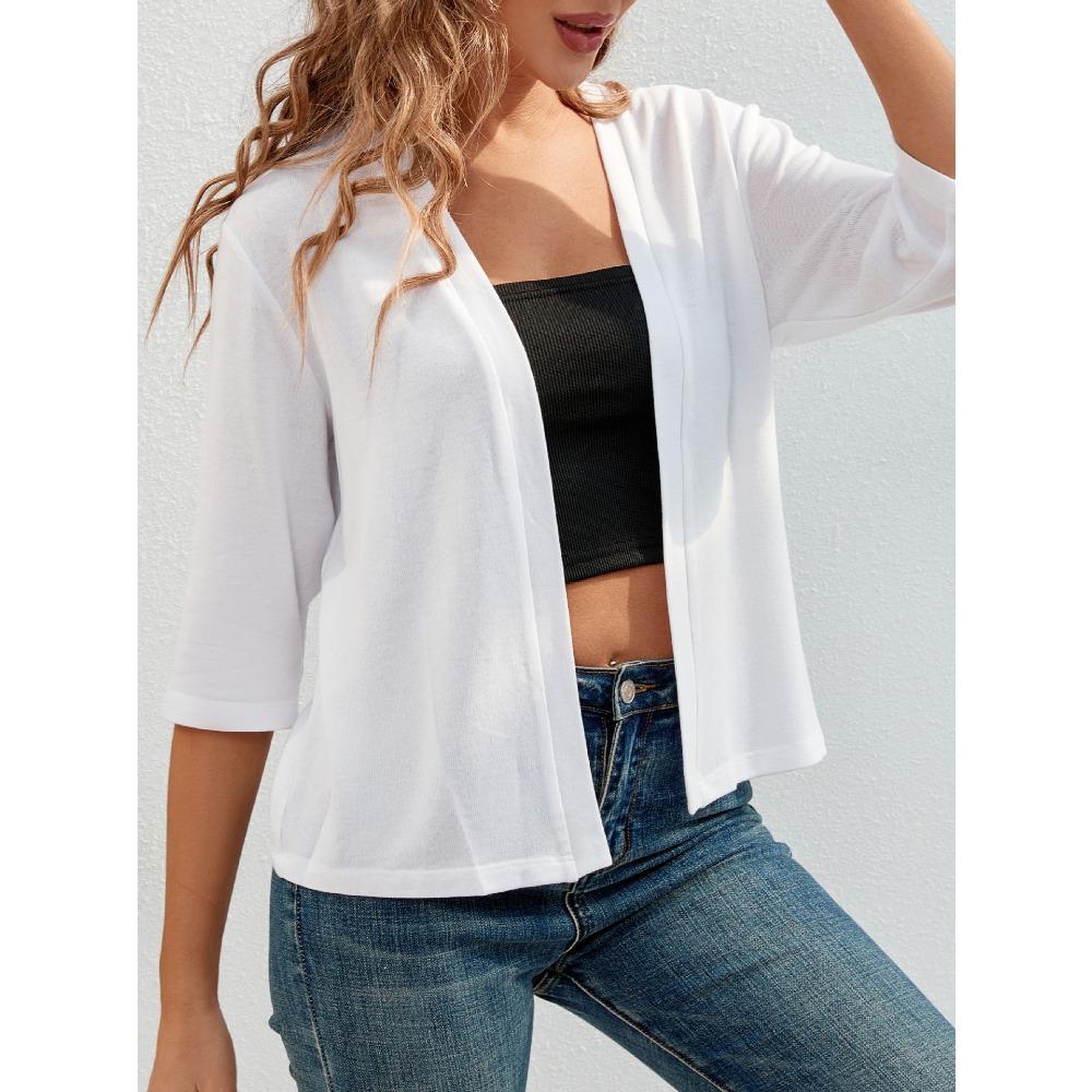 A New Elegant Summer Outerwear Sun-protective Top with Three-quarter Sleeves and A Knitted Cardigan