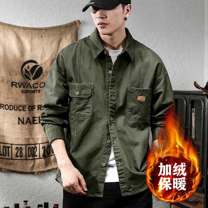 American Retro Tooling Black Casual Shirt Men'S Trendy Brand Heavy Shirt Men'S Jacket Men'S