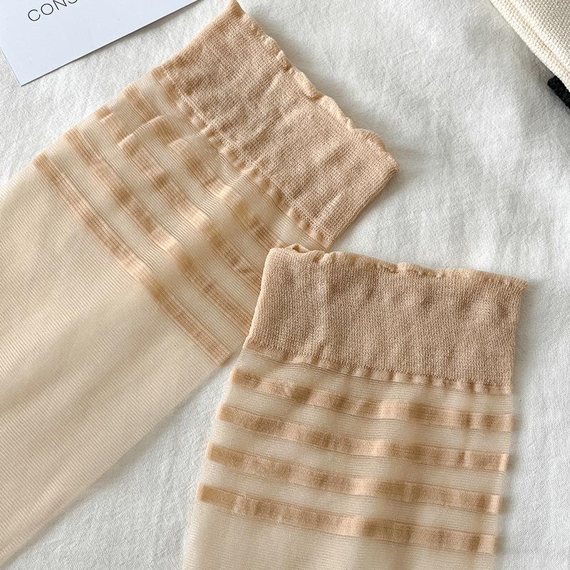 Ultra-thin Nude Anti-snag Over-the-Knee Stockings with Non-slip Stripes