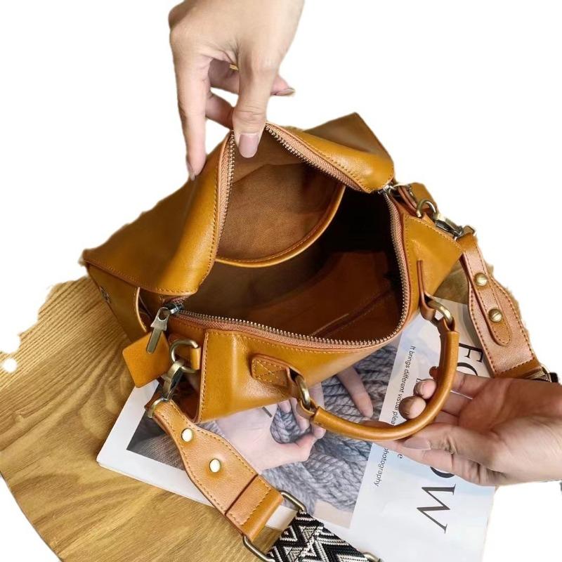 Bolso de Mujer de Gran Capacidad para Primavera/Verano, Bolso Boston Vintage Cuadrado Pequeño, Bolso de Hombro Oblicuo de Cuero Suave para Mujer