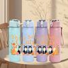 1PC Life Is Better With Cats Floral 750ml Color Plastic Sports Water Bottle Leakproof Flip Straw Lid Suitable for Sports Office Home Use