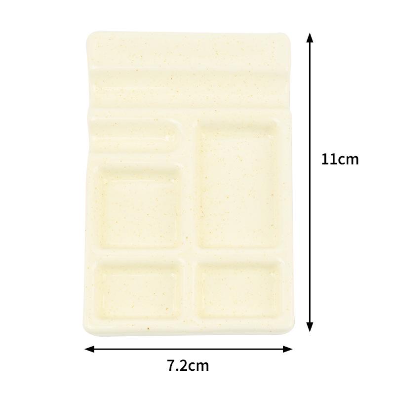 Nail Art Palette with Brush Holder: Multi-functional Ceramic Tool for Polish, Glue, and Watercolor Blending.