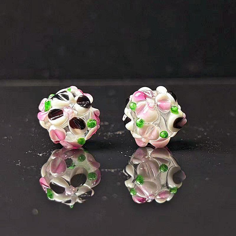 Handmade Two-Color Fired Hydrangea Glass Beads for DIY Jewelry
