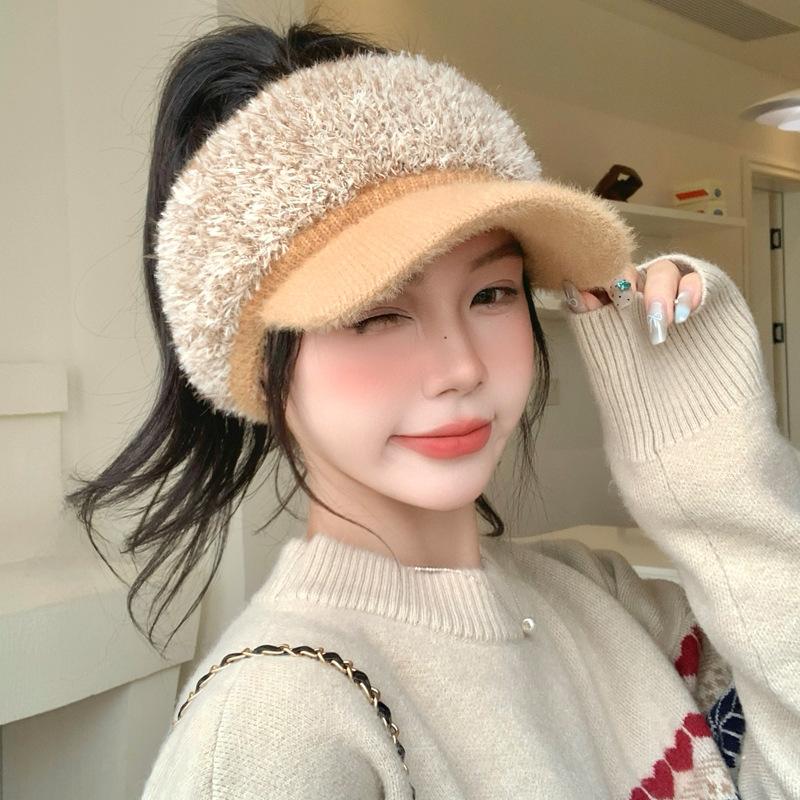 Korean Style Fashionable and Versatile Face Showing Plush Hat Autumn and Winter Windproof Warm Air Top Baseball Cap Outdoor Casual Ear Protection Hat
