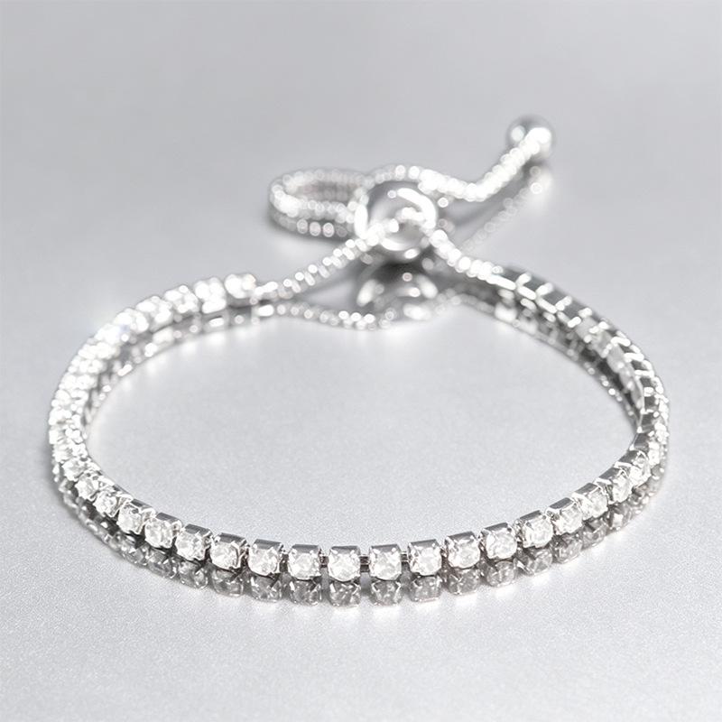 Zircon Adjustable Tennis Bracelet, Luxury Women's Jewelry with Full Diamond Design