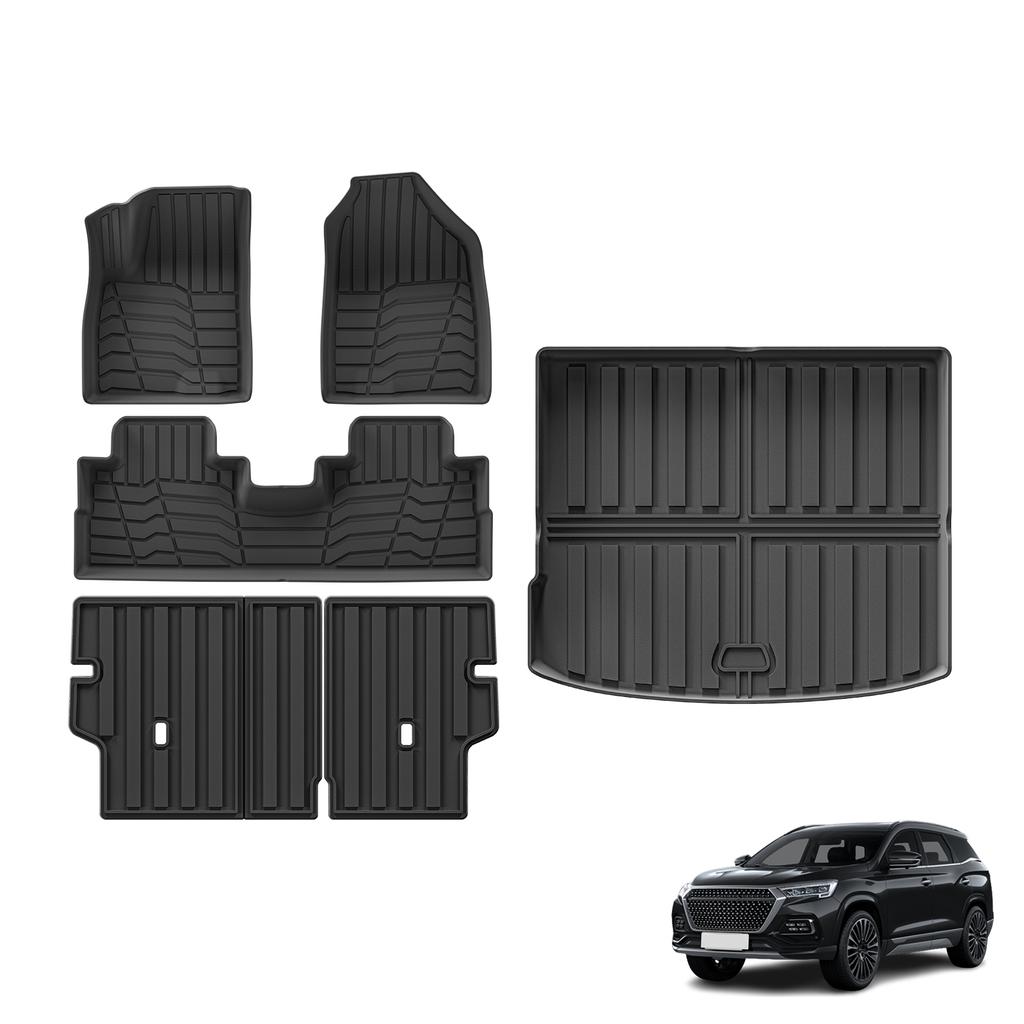 Smabee Left Drive for Chery Jetour Dashing 2023-2026 Car Floor Mats Cargo Trunk Backrest Pad TPE 3D Foot Mat All Weather