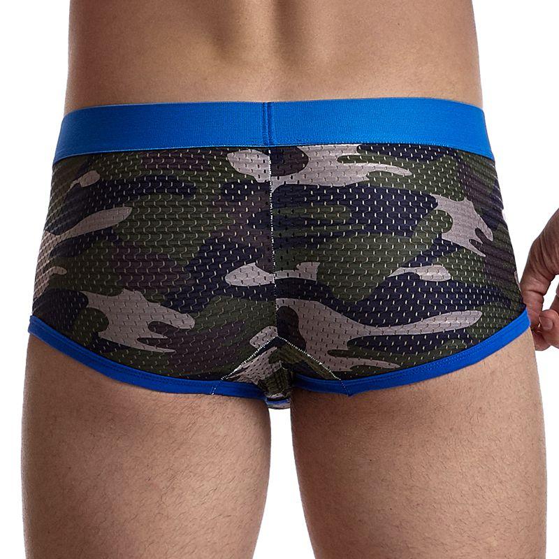 Boxer JOCKMAIL Nylon-Boxershorts mit Tarnmuster, atmungsaktiv, Mesh-Boxershorts, niedrige Leibhöhe, stilvolle, große, elastische Sport-Herrenunterwäsche