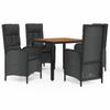 VidaXL Mobilier à dîner de jardin et coussins 5pcs Noir Résine tressée 3185069