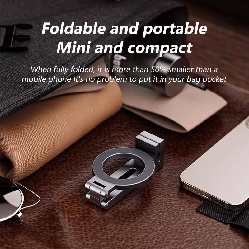 Foldable Phone Holder Magnetic Stand 360 Dual-sided Rotating Phone Clip Portable ABS Tripod Mobile Holder For Car Navigation