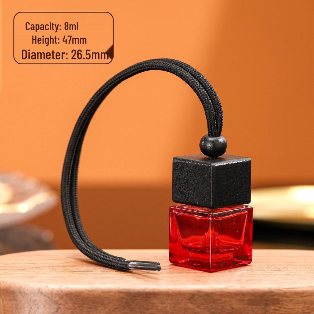 In Stock 8ml Square Car Aromatherapy Bottle - Transparent Glass Pendant Diffuser