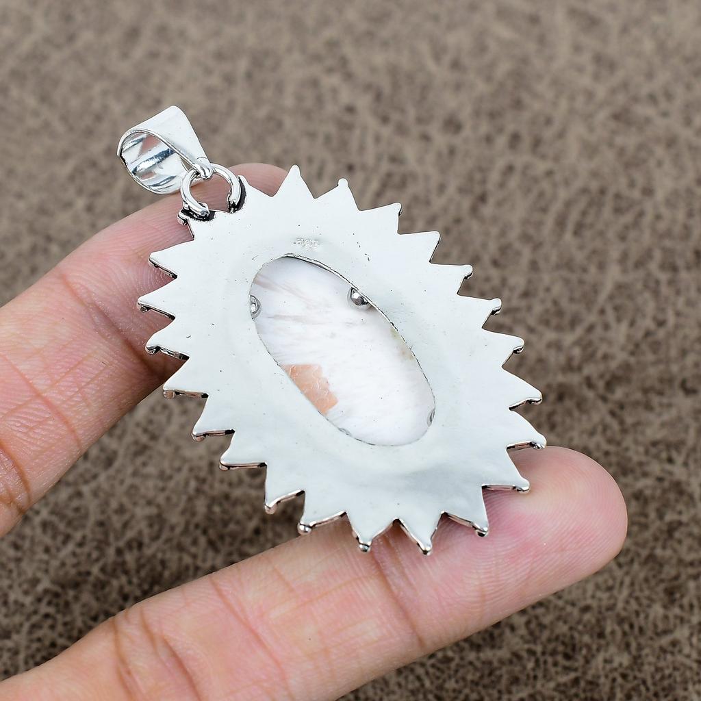 Scolecite Gemstone Handmade 925 Sterling Silver Jewelry Pendant 2.60" KKG-724