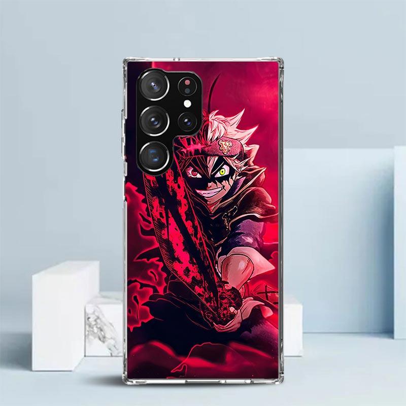 Black C-Clovers Anime Phone Case For Samsung Galaxy S24 S25 Edge S26 Ultra S22 S23 Plus S21 + S20 FE Soft TPU Back Cover Galaxy