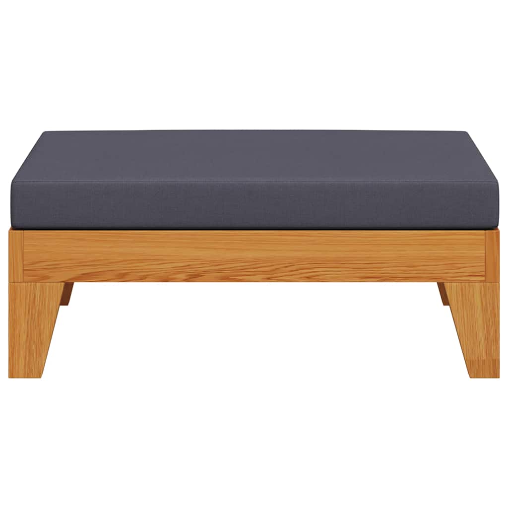 Modular Footstool with Dark Gray Cushion Solid Acacia Wood