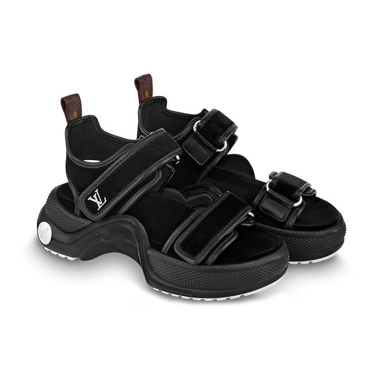Louis Vuitton Lous Suede Beach Sandals Women's Black 1ABVQX