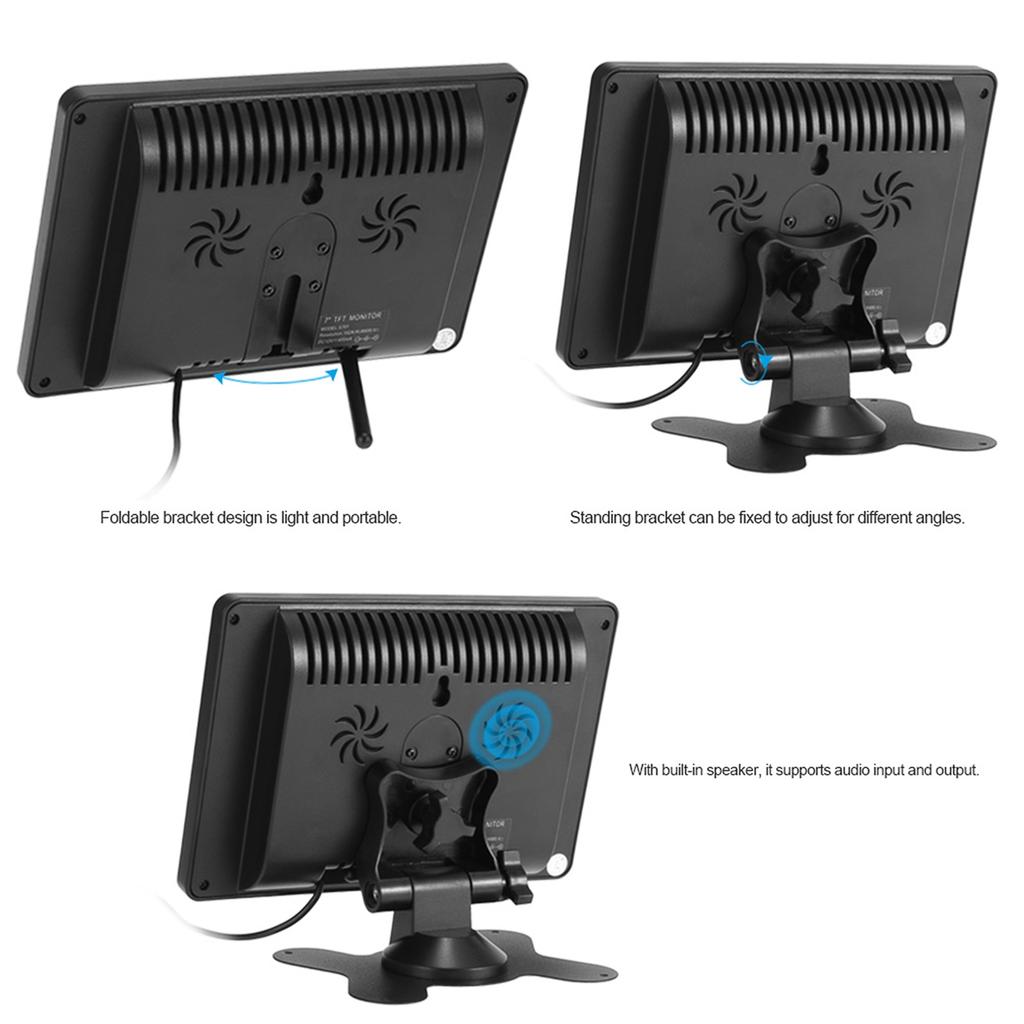 7-Zoll-HD-Monitor 1024x600 16:9 LCD-Monitorhalterung BNC AV Videoeingang für Heim-Auto-Überwachung