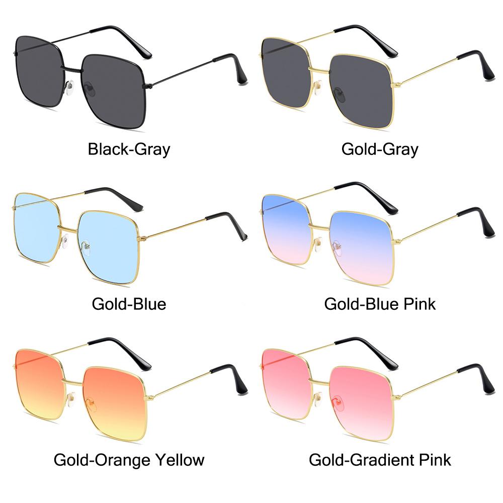 Large Frame Metal Square Sunglasses Korean Style Ocean Lens Shades  for Women & Men