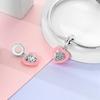 Charms Coppercute Pink Dog-Paw Heart-Shaped Pendants Fit Charms Plataoriginal Bracelet Women Jewellery Making Gifts