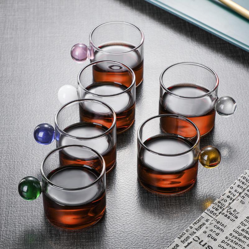 Glass small teacup with handle creative tea cup heat-resistant glass small cup